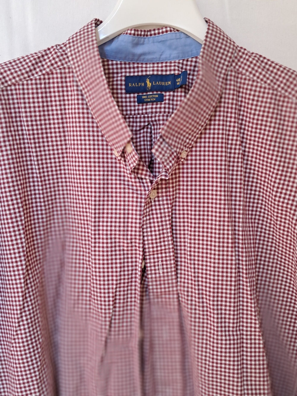 Ralph Lauren Mens 4XB Big & Tall Gingham Stretch‎ Cotton Button Down Shirt Red - Picture 5 of 12